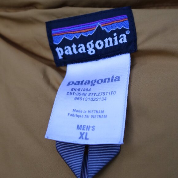 Patagonia 2 Tone Grey Mustard Down Insulated Puffer Vest Sz XL - Picture 9 of 10